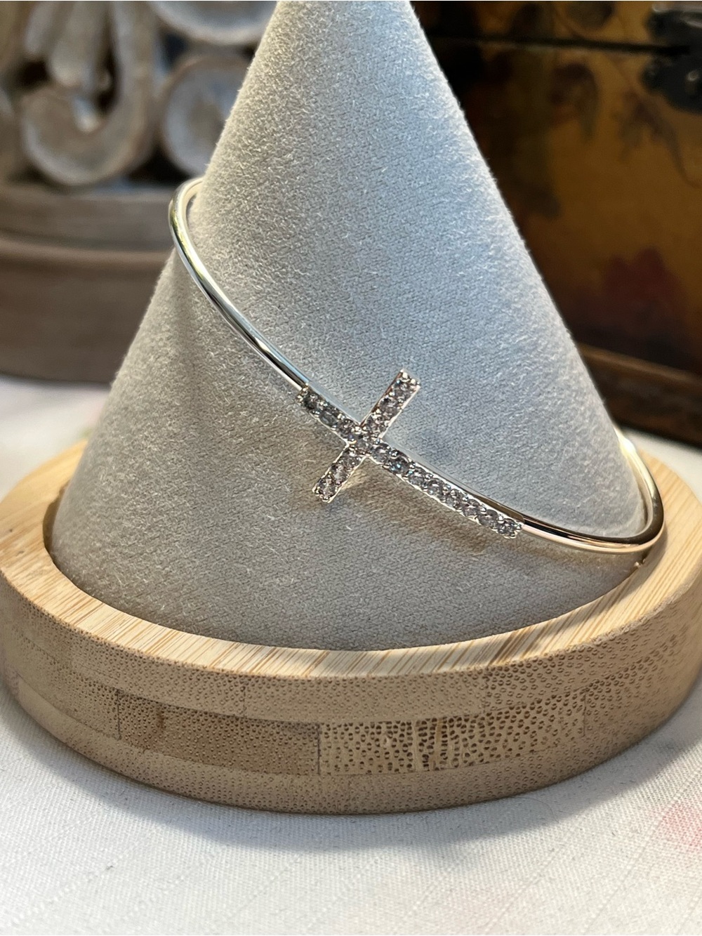 Pavé Cross Bangle Bracelet by Amanda Blu